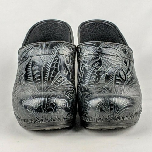Dansko Professional Pro XP Tooled Black Leather clogs Women's 6.5 - 7 US 37 EU - Picture 2 of 12