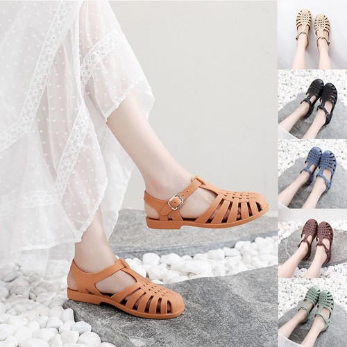 NEW GIRLS FLAT BEACH FLIP FLOPS SHOES LADIES SHOES RETRO JELLY SANDALS SUMMER - Picture 4 of 19