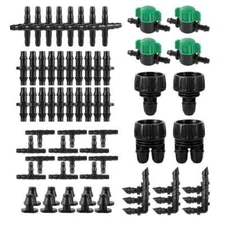128 Pcs 1/4 Barbed Connectors Irrigation Fittings Kit, 3/4'' to 1/4'' 128