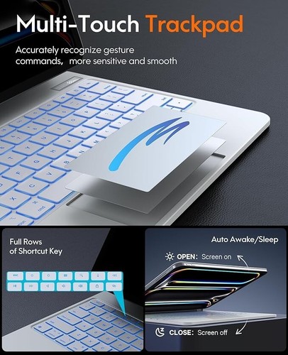iPad Pro 13" Keyboard Case for 2024 M4 Trackpad Battery Backlit Floating (White) - Bild 7 von 8