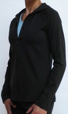 Womens' Hooded Gym Jacket Black Size 14 (with pockets)