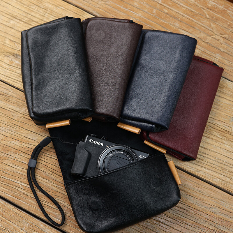PU Leather Camera Bag Pouch Insert For RX100 M2/3/4/5/6/7 G7X2 G7X3 Rioch  GR3 LX