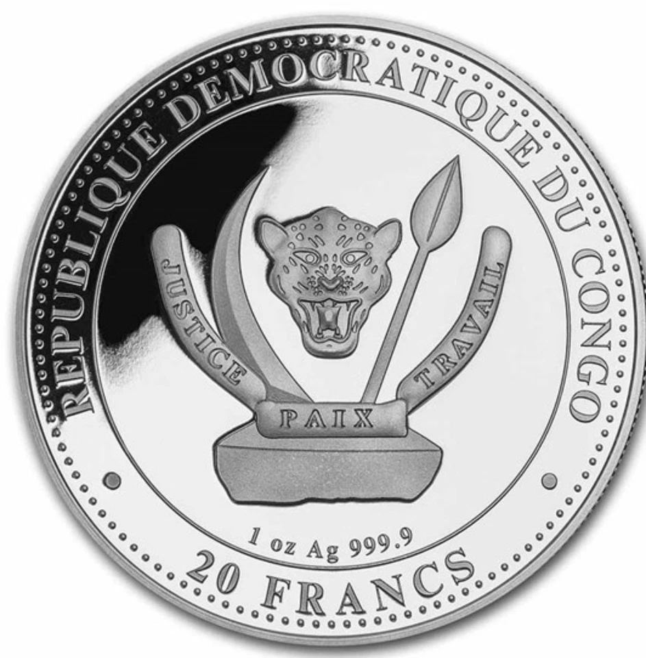 2022 CONGO D.R. 20F  1 OZ $2 PREHISTORIC LIFE - LIOPLEURODON - NGC MS69 - SILVER - Image 4 of 4