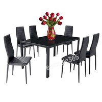 Set Of 6pcs Chairs Table Dining Furniture Tempered Glass Kit For Home Office Uk Set Of 6pcs Chairs Table Dining Furniture Tempered Glass Kit For Home Office Uk