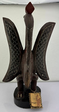 Scultura arte Mali in legno intagliato a mano "Kalao Bird" Africa occidentale Fulani, 19 pollici