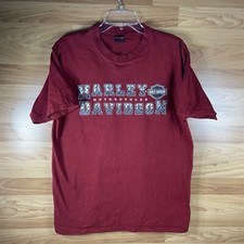 VTG 2002 Maroon Laugerman’s Harley-Davidson York Pa Made in USA Shirt L HOLE