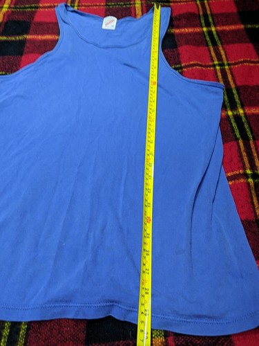 Vintage JERZEES Tank Top Shirt Men's Sz M Blue USA Made 90s Sleeveless - Foto 4 di 5