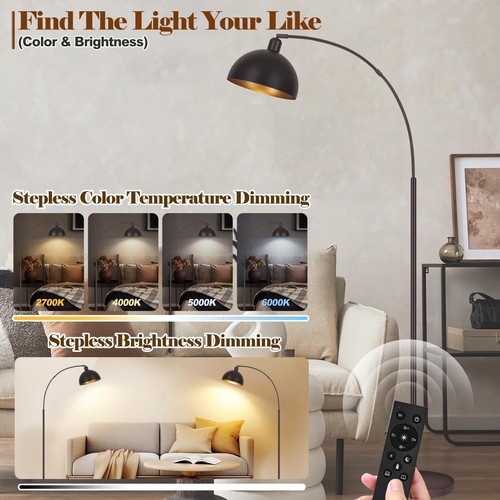 Bronze Arch Floor Lamps for Living Room Dimmable - Upgraded 9W LED Arc Lamp w... - Picture 3 of 8