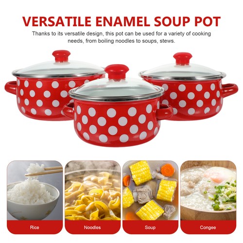 Dreiteiliges Mini-Suppentopf-Set Emailpfanne Mit Griff Emaille Pfannen Baby - Bild 5 von 12