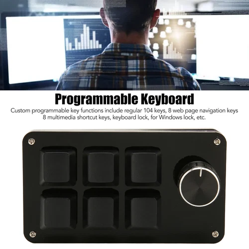 6 Key Mini Keypad with Knob USB DIY Programmable Keyboard OSU Gaming Keyboard - Picture 2 of 7