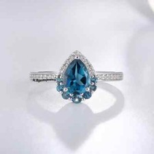 Blue Topaz Ring, London Blue Topaz Ring, 925 Sterling Silver Ring