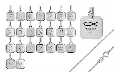 Silber Buchstaben Anhänger 925 + Kette und Gravur nach Wunsch Echtsilber A-Y - Bild 1 von 4