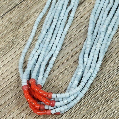 Blue Red Necklace Bohemian Beads Jewelry Boho Pendant Chain Trinket Gift for Her - Picture 6 of 11