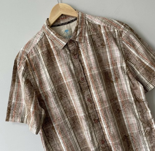 Mens Hawaiian Style Shirt Brown Orange 