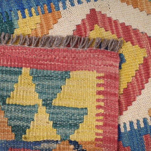 Afghan Wool Rug Runner Handmade Chobi Vegetable Kilim Layer 6.4x2.2 ft - Picture 6 of 8