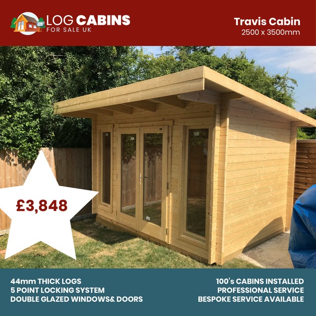 4m X 7 5m X 44mm Thick Log Cabin Garden Room Home Office