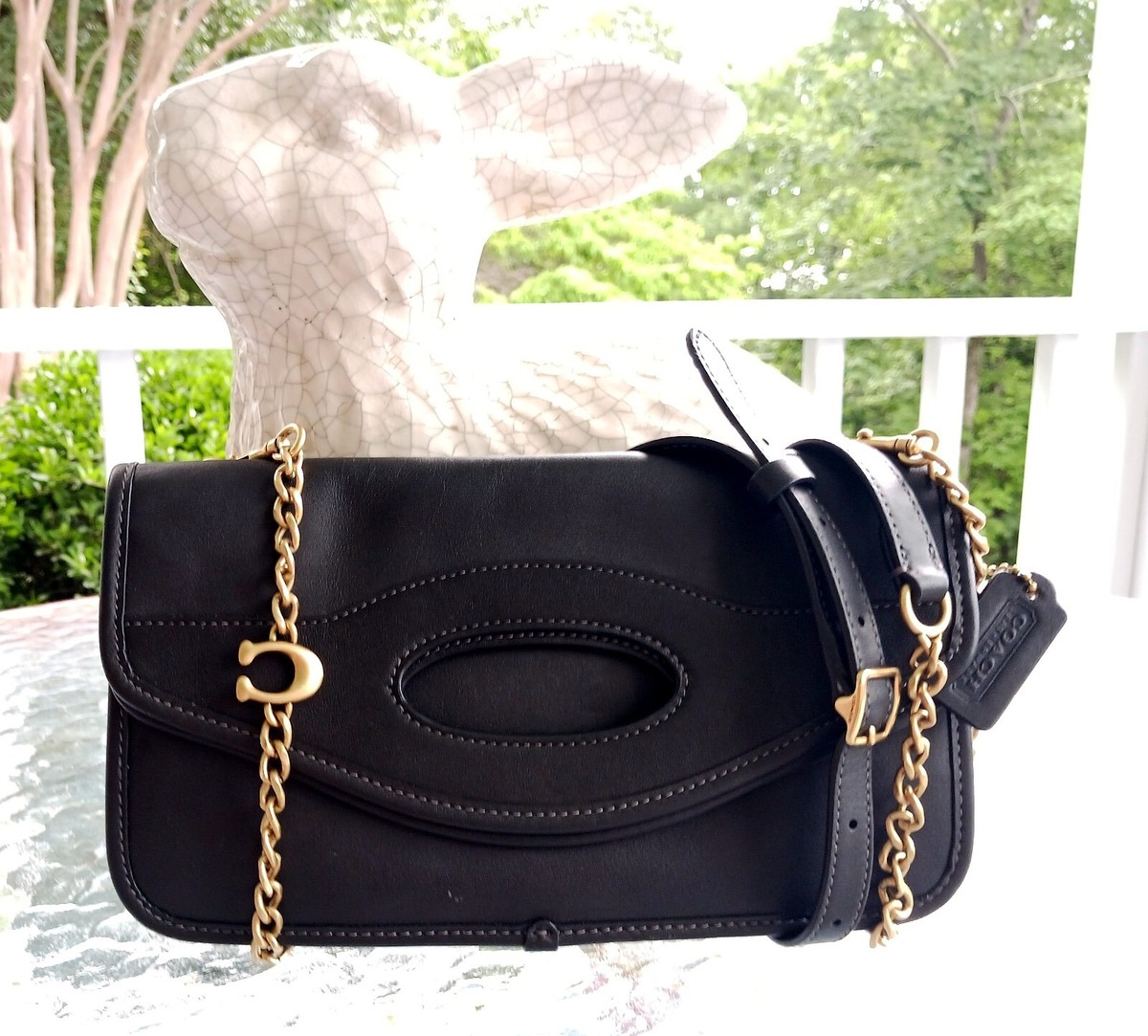 Coach CA359 Black Fold Over Handle Cut Out Clutch/Crossbody | eBay