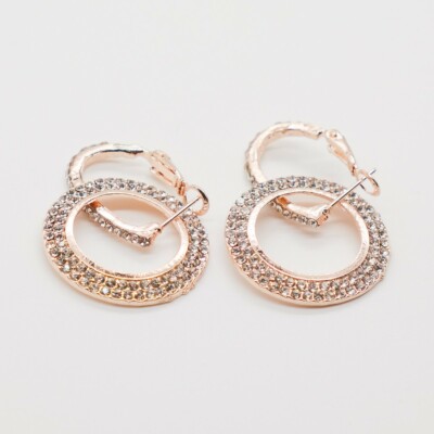 Rose Gold Plated Earrings with SWAROVSKI Crystal rounded Hoop
