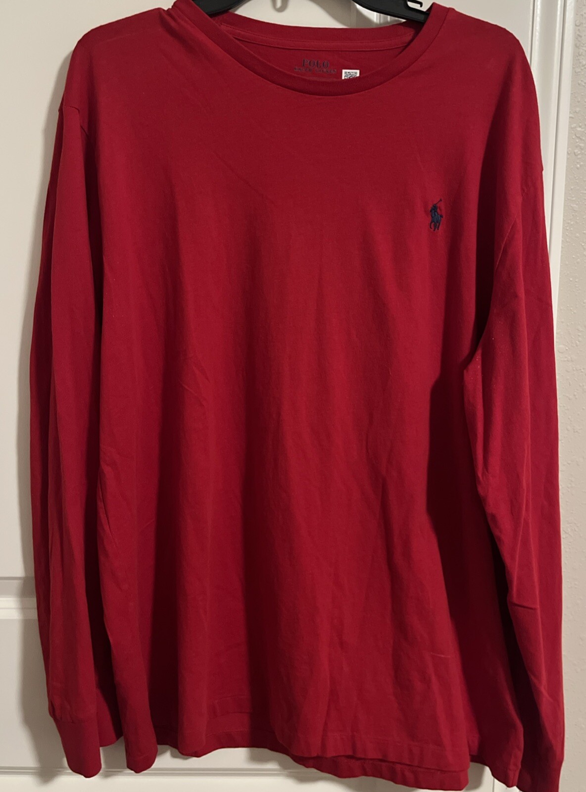 Polo Ralph Lauren uomo manica lunga t shirt rossa taglia XLarge blu pony usata in ottime condizioni S1