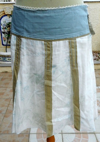 Caroll Taille 38 Neuf 👕 jupe doublée gris très clair bleu soie