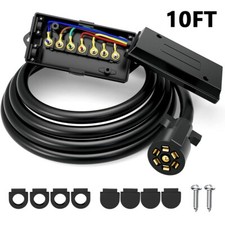10ft 7 Way Trailer Plug Cord W 7 Gang Junction Box 7 Pin Trailer Wiring Harness 10ft 7 Way Trailer Plug Cord W 7 Gang Junction Box 7 Pin Trailer Wiring Harness