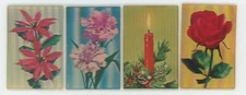 Four Seasons Flowers 4 Vari-Vue 1960's  Lenticular 3-D Pictures 1 1/2 by 2 inch