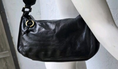 Y2K HOBO INTERNATIONAL Black Glazed Leather Shoulder Bag | eBay