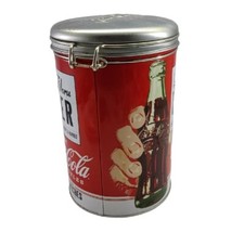 Coca Cola Round Lock Top Canister Tin Jar