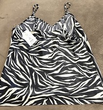 Time And Tru Women's Black Soot Zebra Woven Cami Top Size M - 8/10 NWT