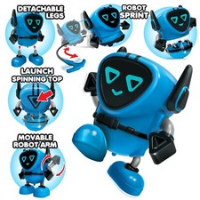 Robot car gyro Spinning Top pull back car Wind Up toy Boy Girl NEW blue