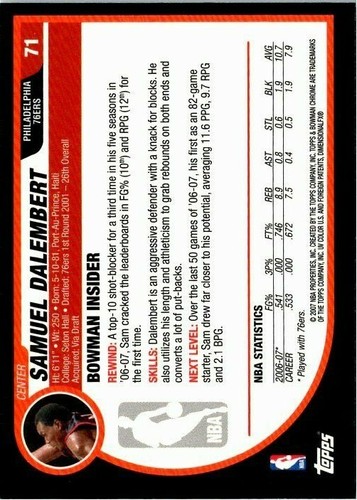 2007-08 Bowman Chrome Basketball -Pick Choose Your Cards  - Picture 65 of 117