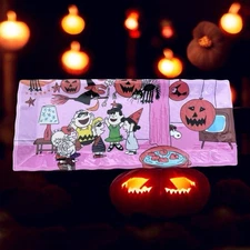 Peanuts Snoopy Halloween Party Great Pumpkin Melamine Serving Tray Pink NWT
