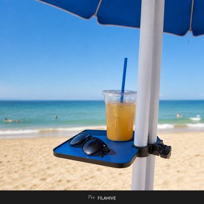 Umbra Beach Clip Tray Umbrella Cup Holder Phone Stand Organizer Outdoor NEW
