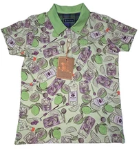 William Murray Polo Shirt Womens Medium Tito's Vodka Lime AOP Golf Print Stretch
