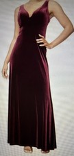 NWT-B Levkoff 1802 V Neck Sleeveless Velvet Gown Wine -Sz 10-MRSP 235