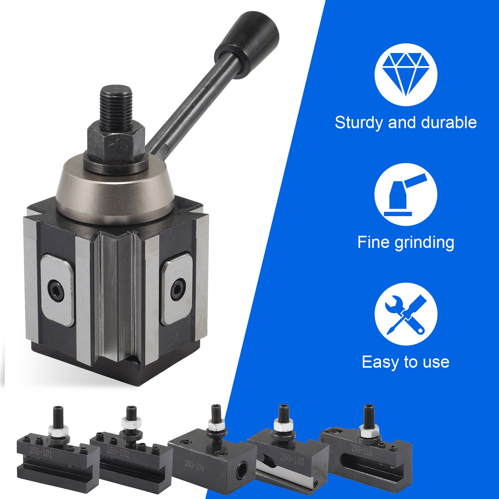 AXA Size 250-100 Set Piston Type Quick Change Tool Post Set for Lathe 6- 12" USA