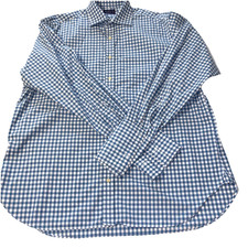 Ted Baker Endurance Blue Check Button Shirt Long Sleeves Preppy Size 17 43.5