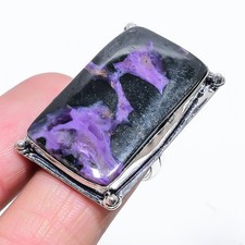 Russian Charoite Gemstone 925 Sterling Silver Gift Jewelry Ring Size 7.5 P646