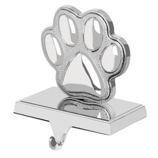 Dog Paw Christmas Stocking Holder, 3D Silver Metal Mantel Stocking Hanger for...