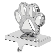 Dog Paw Christmas Stocking Holder, 3D Silver Metal Mantel Stocking Hanger for...