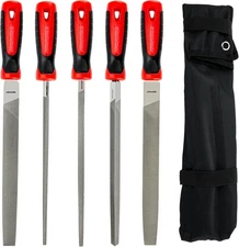 10-inch Metal File Set, 5 Pieces Hand Files Including Flat, Round, Half-Round