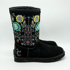 UGG Juliette Black Embroidered Tall Boot Y2K Vintage RARE 1005760 - Women  s US 6