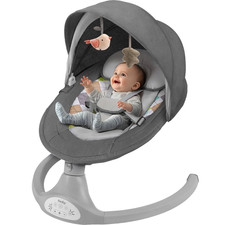 Electric Baby Swing Infant Rocker w/ Remote 5 Speeds Bluetooth Music Grey