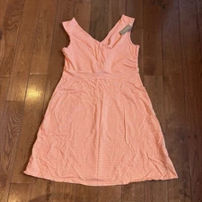 NWT Womens Patagonia Porch Song Dress High Tide Tigerlily Orange White Stripe XL