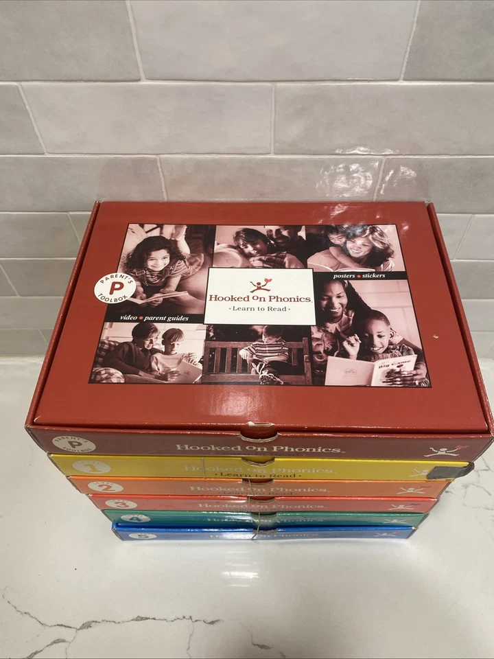 Juego de fonética enganchada vintage niveles 1-5 con caja de herramientas para padres. Foto 2 de 4