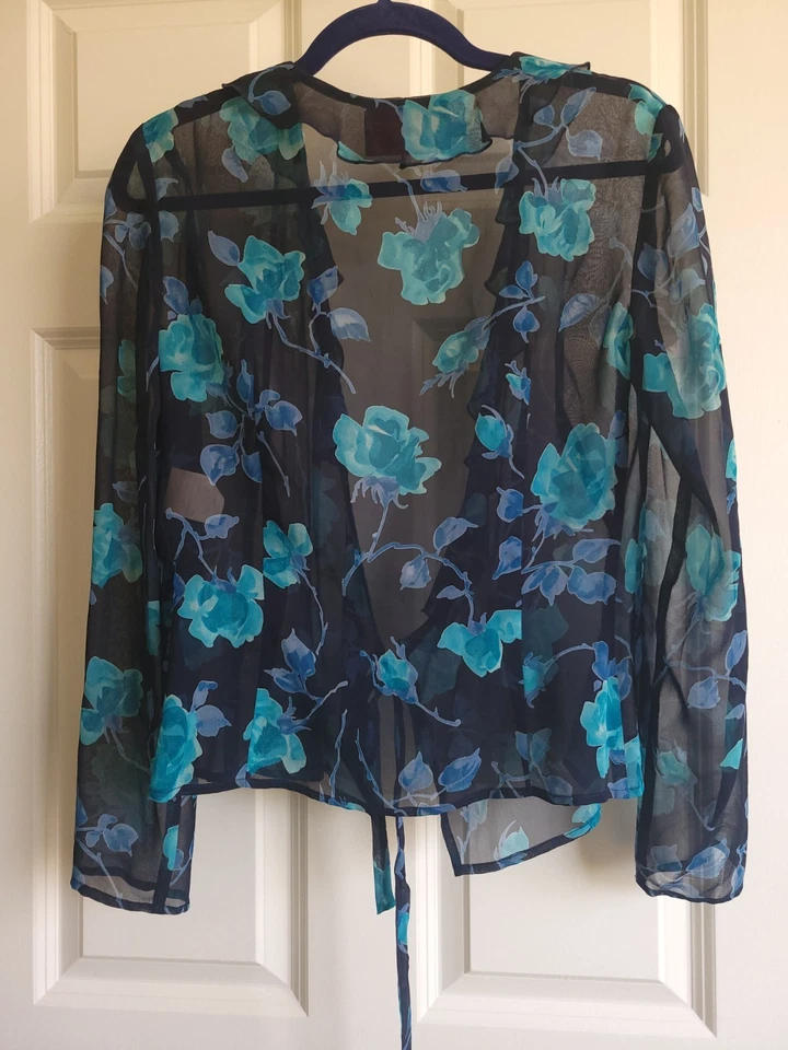 罕见 Emanuel Ungaro Paris Gruppo GFT 100% 真丝雪纺裹身晚装夹克,尺寸 40 — 第 4/4 张图片