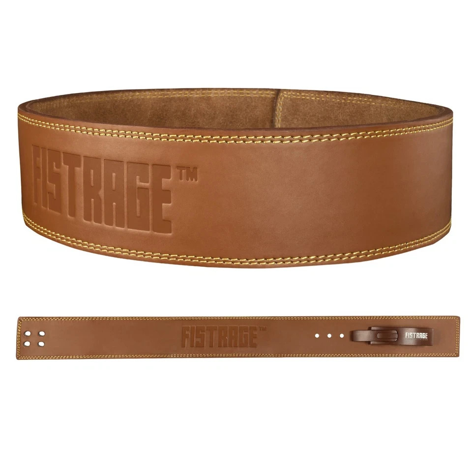 Weight Lifting Belt by FISTRAGE ,Thick 4" Leather Gym Belt Training Lever Buckle