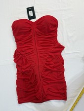 Fashion Nova Red Ruched Strapless Mini Dress Size M Bodycon Party