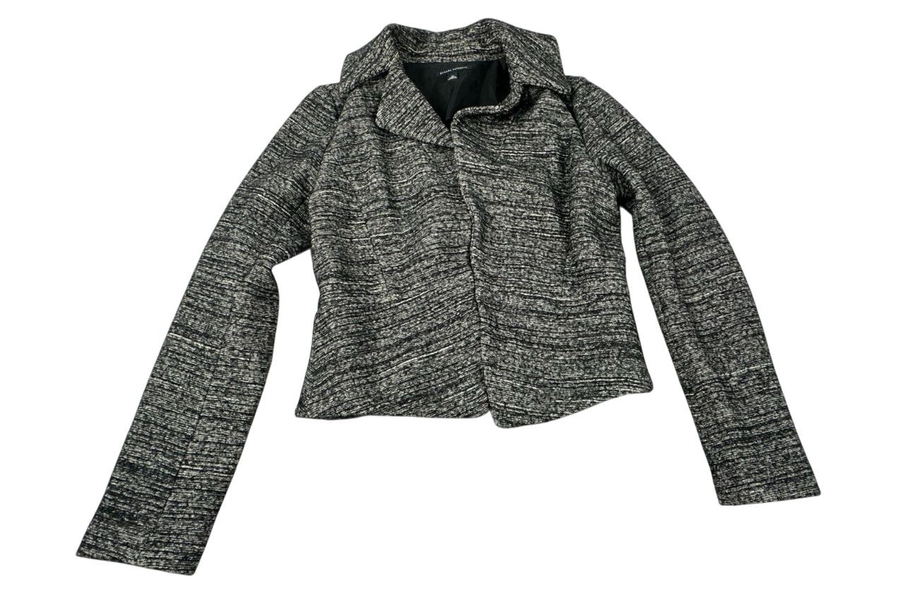 Banana Republic Wool Blend Raw Edge Tweed Open Front Moto Jacket Women's Size 10