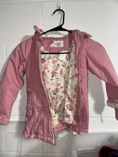 Winter coat for girls, pink with floral details, Genuine Kids, Detachable Hood